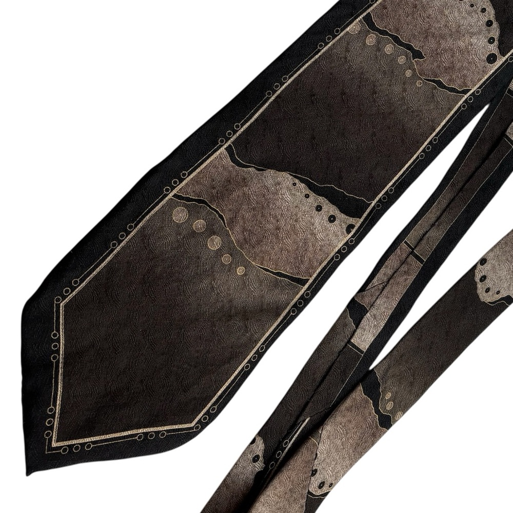 Silk Bello Uomo Handmade Neck Tie, geometric earth tones